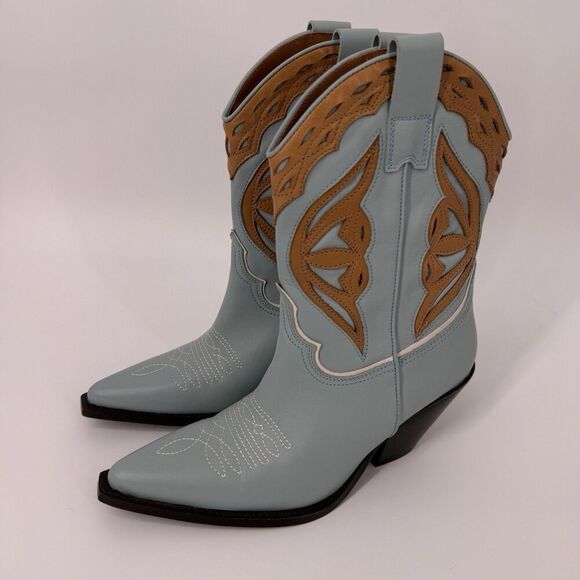 Toral Shoes - Toral Western Cowboy Blue Camel Leather Boho Festival Boots Party Coastal 36 US6